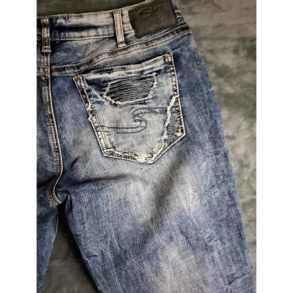 Silver Jeans Co Kenni Mid Rise Distressed Boyfriend Jeans W31 L27 L27158SCS346 - Picture 9 of 10
